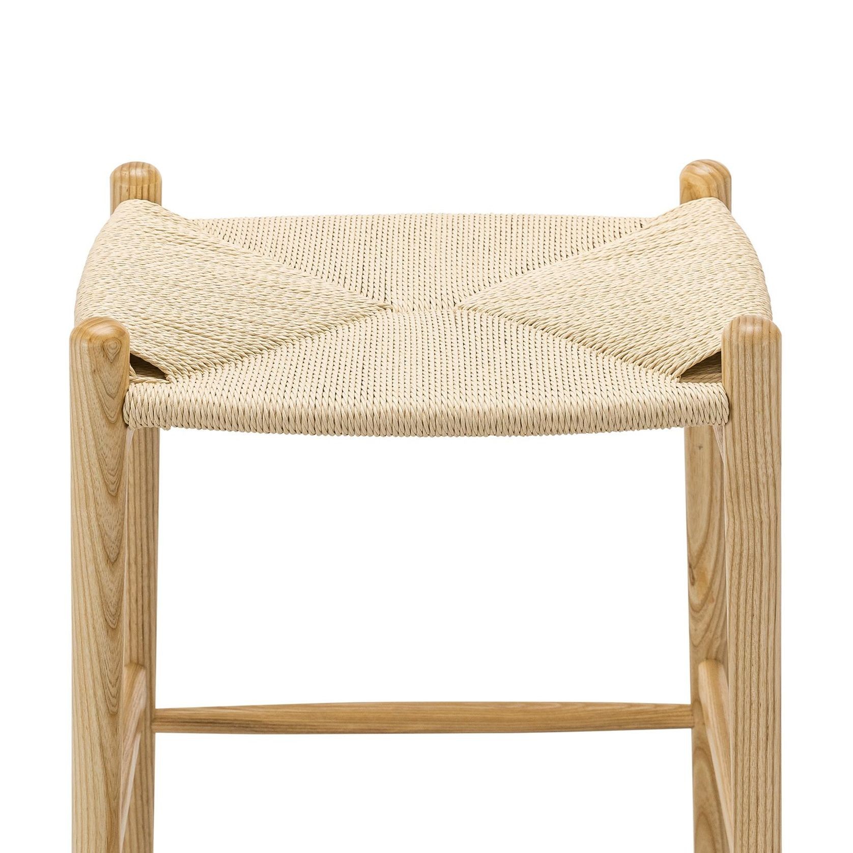 Arche Solid Ashwood Woven Cord Barstool | Natural gallery detail image