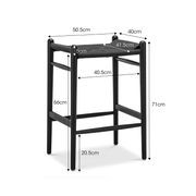 Arche Solid Ashwood Woven Cord Barstool | Black gallery detail image