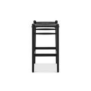 Arche Solid Ashwood Woven Cord Barstool | Black gallery detail image