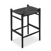 Arche Solid Ashwood Woven Cord Barstool | Black gallery detail image