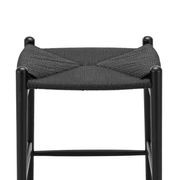 Arche Solid Ashwood Woven Cord Barstool | Black gallery detail image