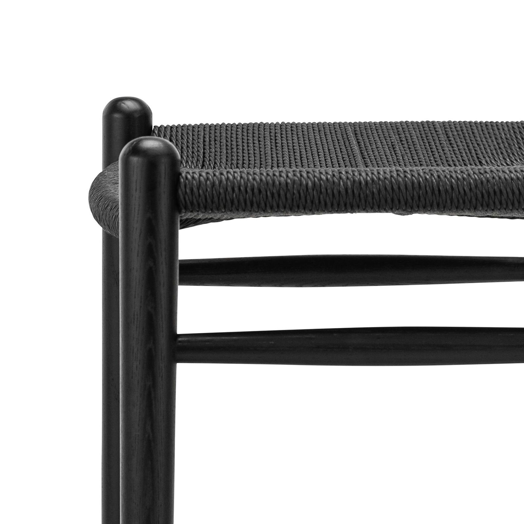 Arche Solid Ashwood Woven Cord Barstool | Black gallery detail image