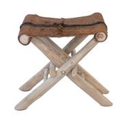 Folding Goatskin Leather Stool gallery detail image