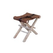 Folding Goatskin Leather Stool gallery detail image