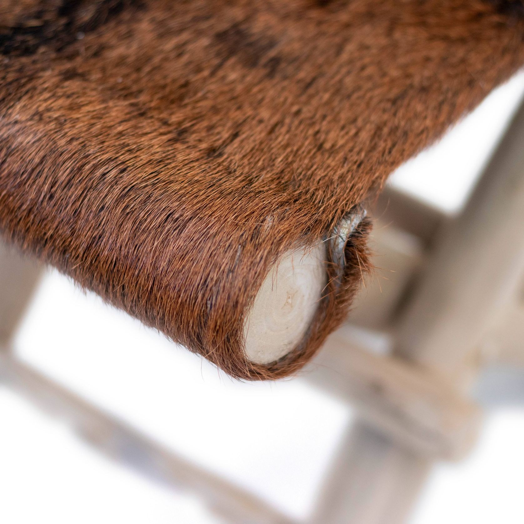 Folding Goatskin Leather Stool gallery detail image