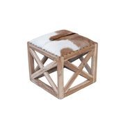 Square Goatskin Leather Stool gallery detail image