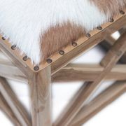 Square Goatskin Leather Stool gallery detail image