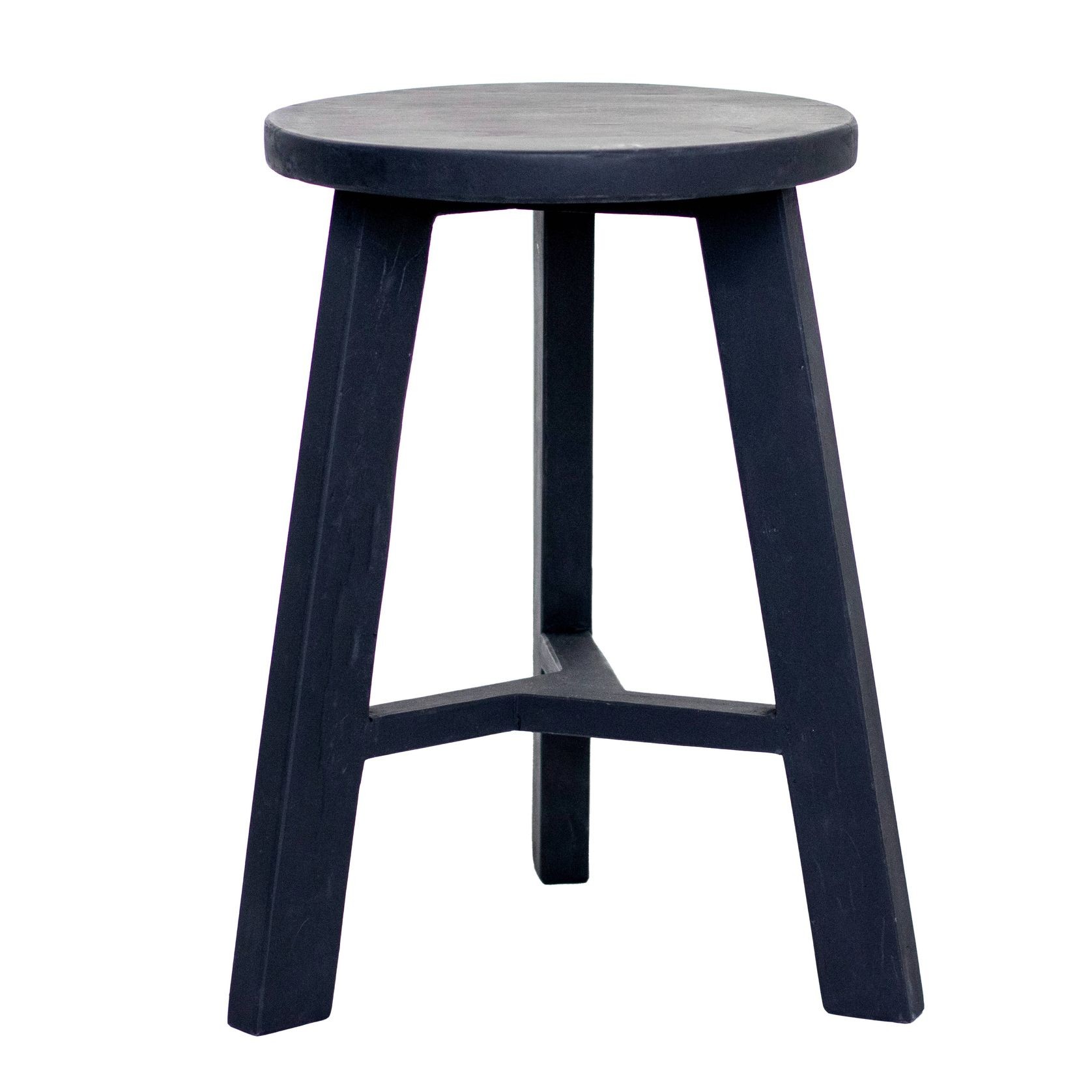 Rustico Reclaimed Teak Tripod Stool - Black gallery detail image
