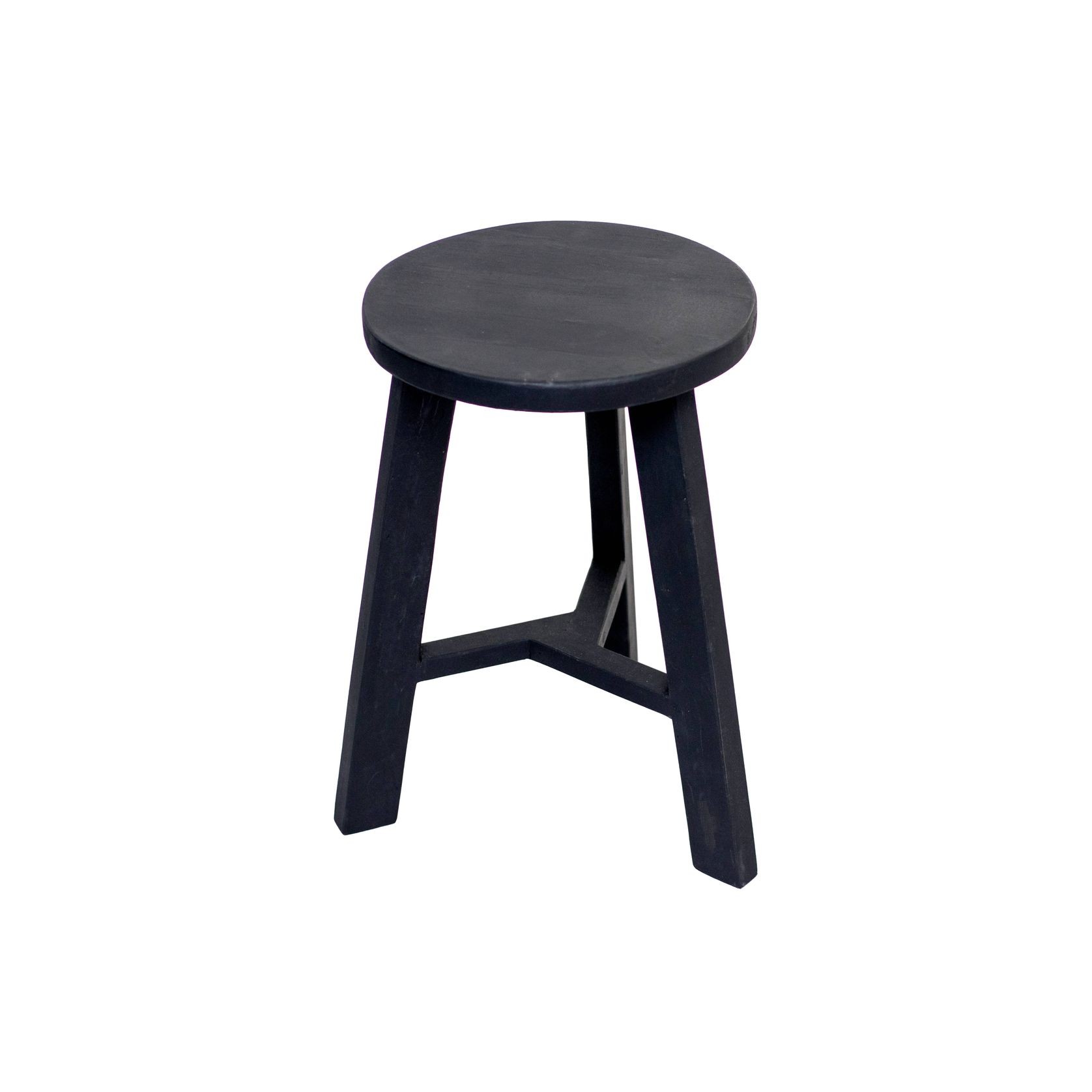 Rustico Reclaimed Teak Tripod Stool - Black gallery detail image