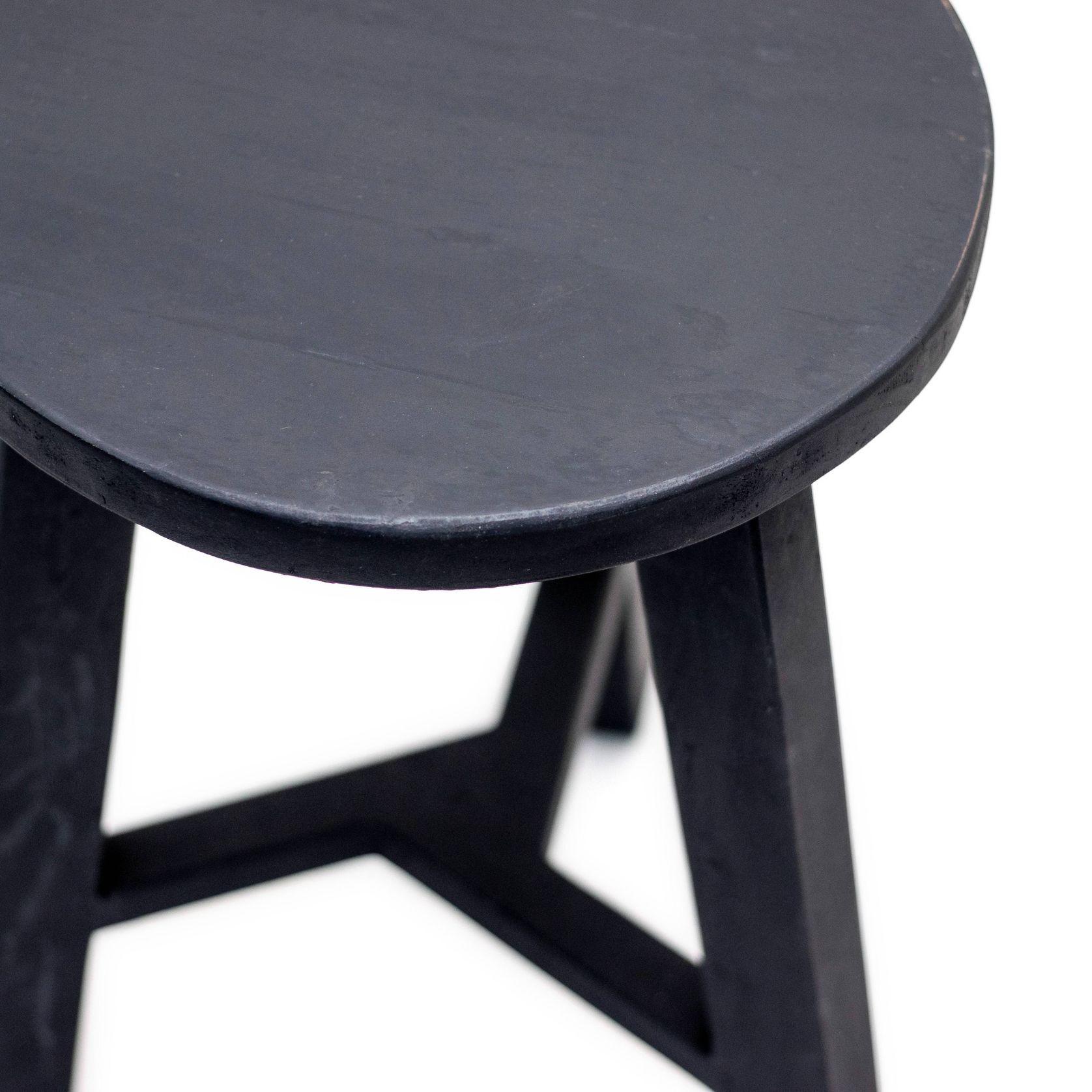 Rustico Reclaimed Teak Tripod Stool - Black gallery detail image