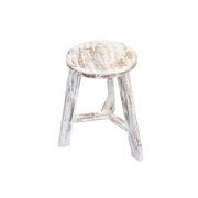 Rustico Reclaimed Teak Tripod Stool - Whitewash gallery detail image