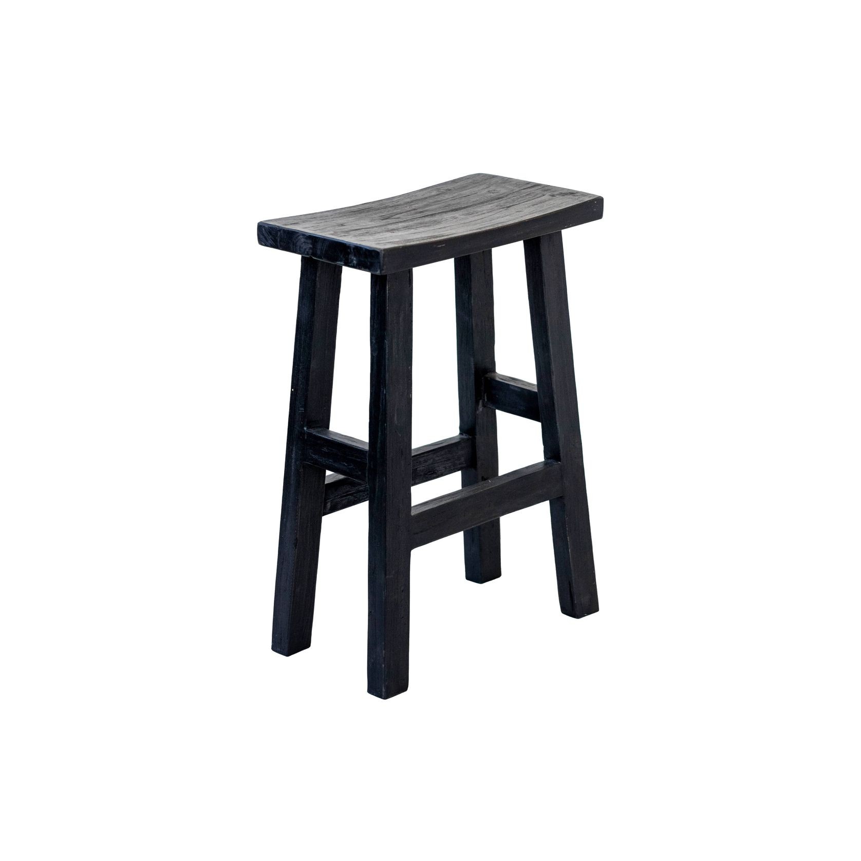 Rustico Reclaimed Teak Bar & Kitchen Counter Stool - Black gallery detail image