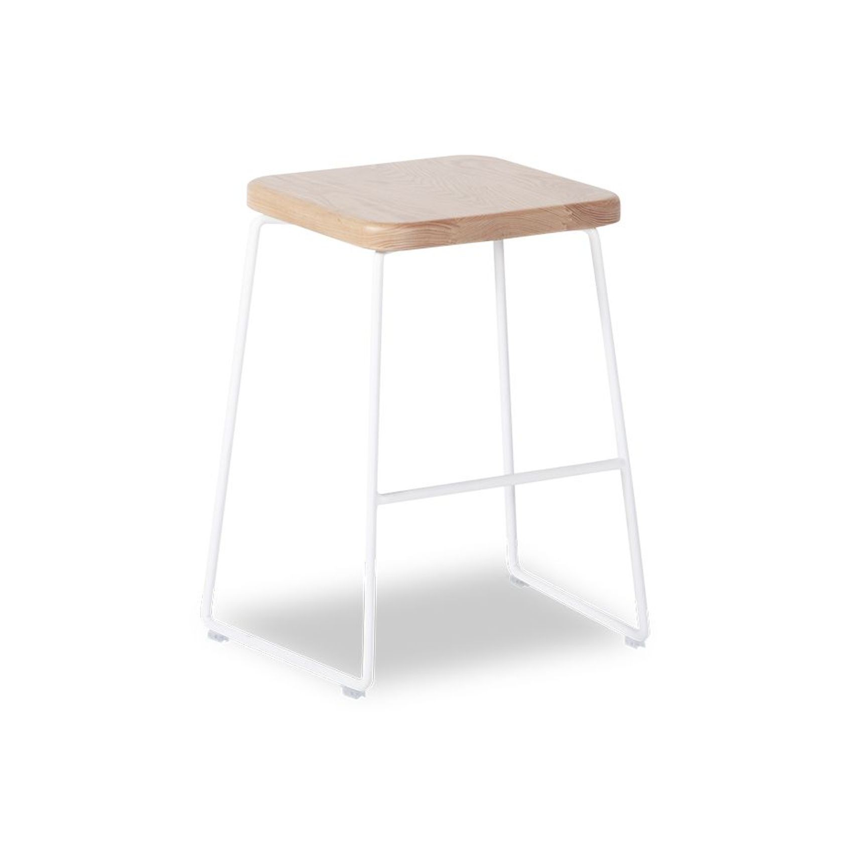 Hugo Low Stool - White - Natural Seat - 46cm Round gallery detail image