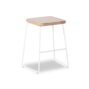 Hugo Low Stool - White - Natural Seat - 46cm Round gallery detail image