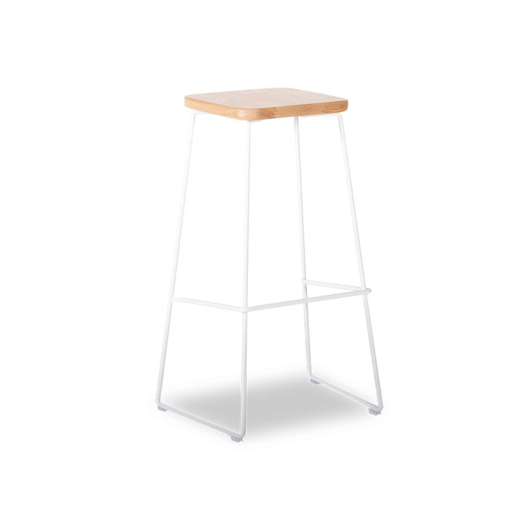 Hugo Bar Stool - White - Natural Seat - 68cm Round gallery detail image