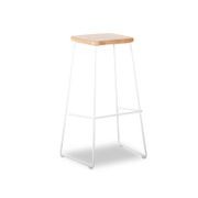 Hugo Bar Stool - White - Natural Seat - 68cm Round gallery detail image