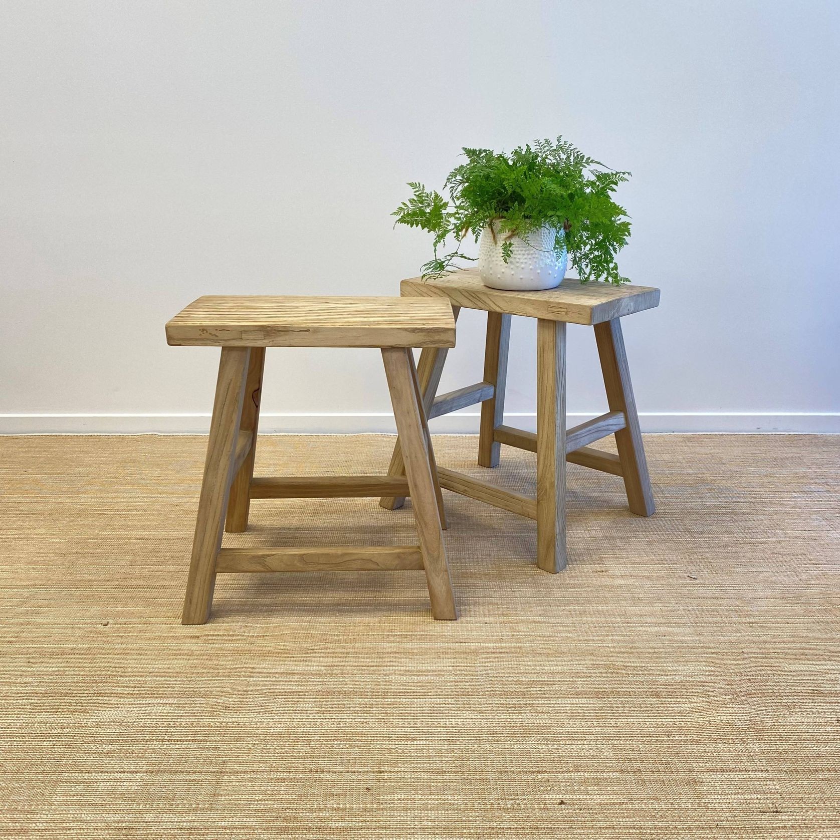 Heritage Elm Rectangle Stool gallery detail image