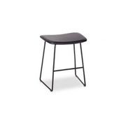 Winnie Low Stool -  Black Leather gallery detail image