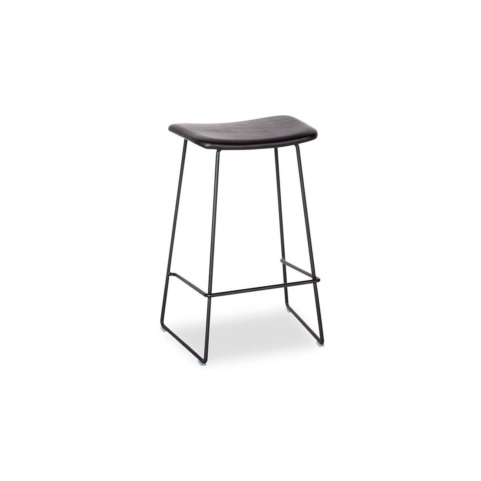 Winnie Stool -  Black Leather  - 66cm (Kitchen Bench Height) gallery detail image