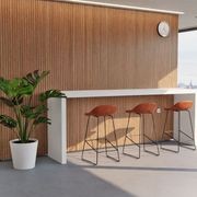 Pop Stool with Black Frame and Upholstered Vintage Tan Seat gallery detail image