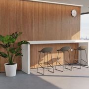 Pop Stool with Black Frame and Fabric Grey Seat gallery detail image