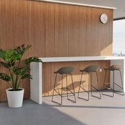 Pop Stool with Black Frame and Fabric Grey Seat gallery detail image