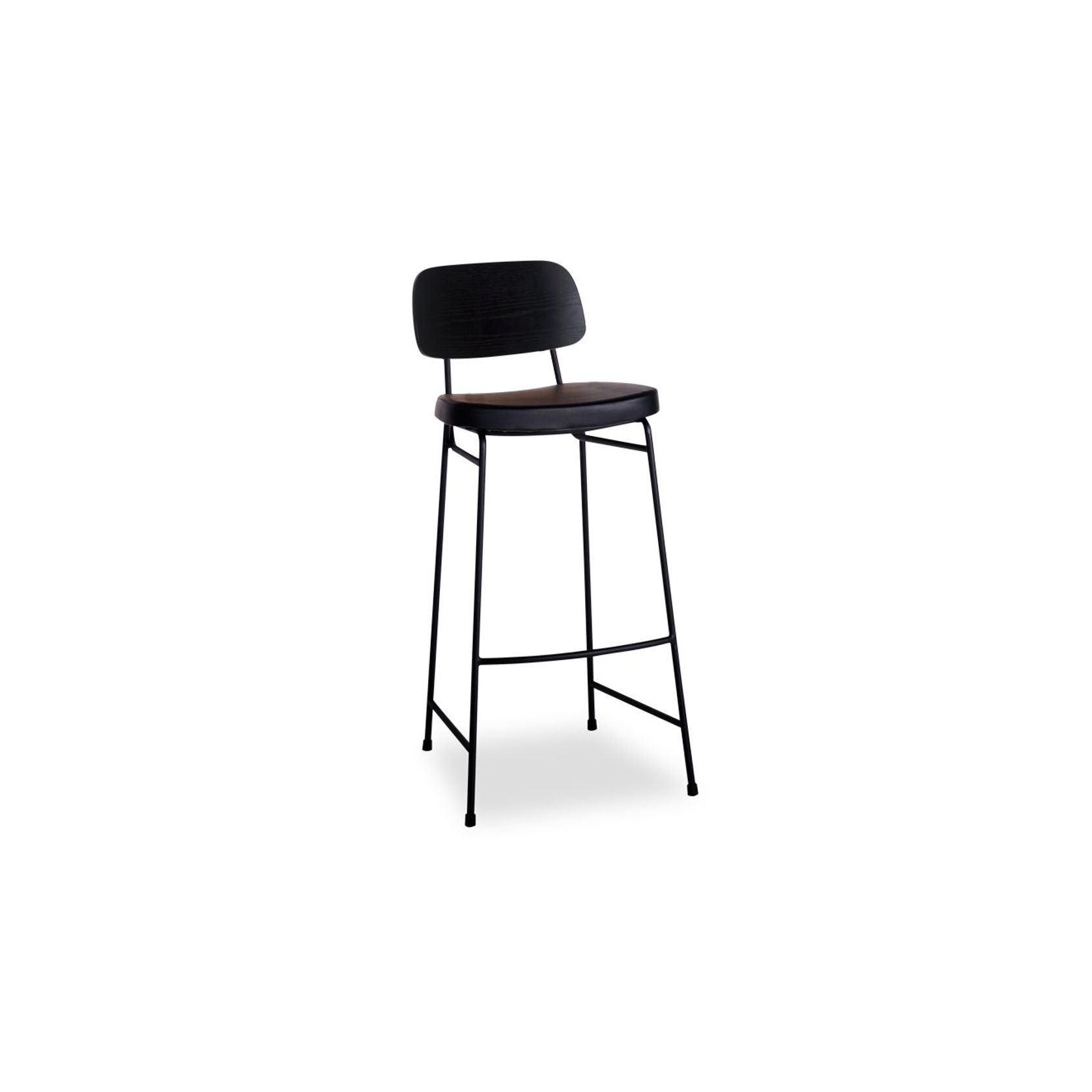 Archie Stool - Black - Black Pad - 68cm Seat Height (Kitchen Bench height) gallery detail image
