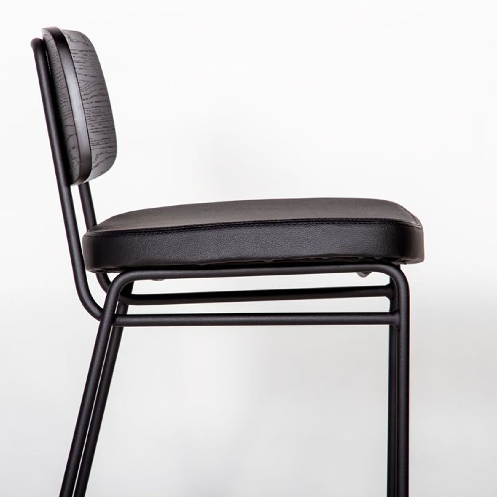 Archie Stool - Black - Black Pad - 75cm Seat heigh (High Bar) gallery detail image