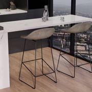 Pop Stool with Black Frame and Upholstered Vintage Grey Seat gallery detail image