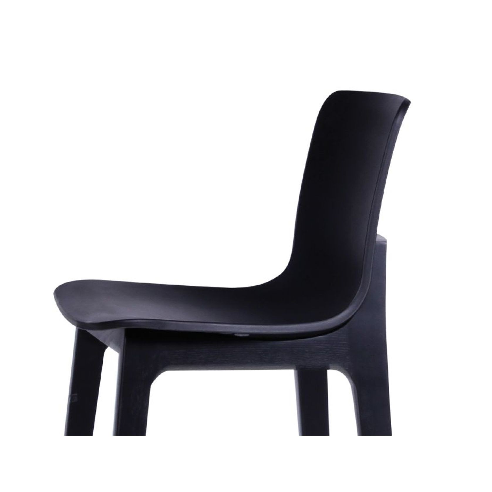Ara Stool - Black - Black Shell - Kitchen Bench Seat Height 65cm - Black Seat - Black Ash legs gallery detail image