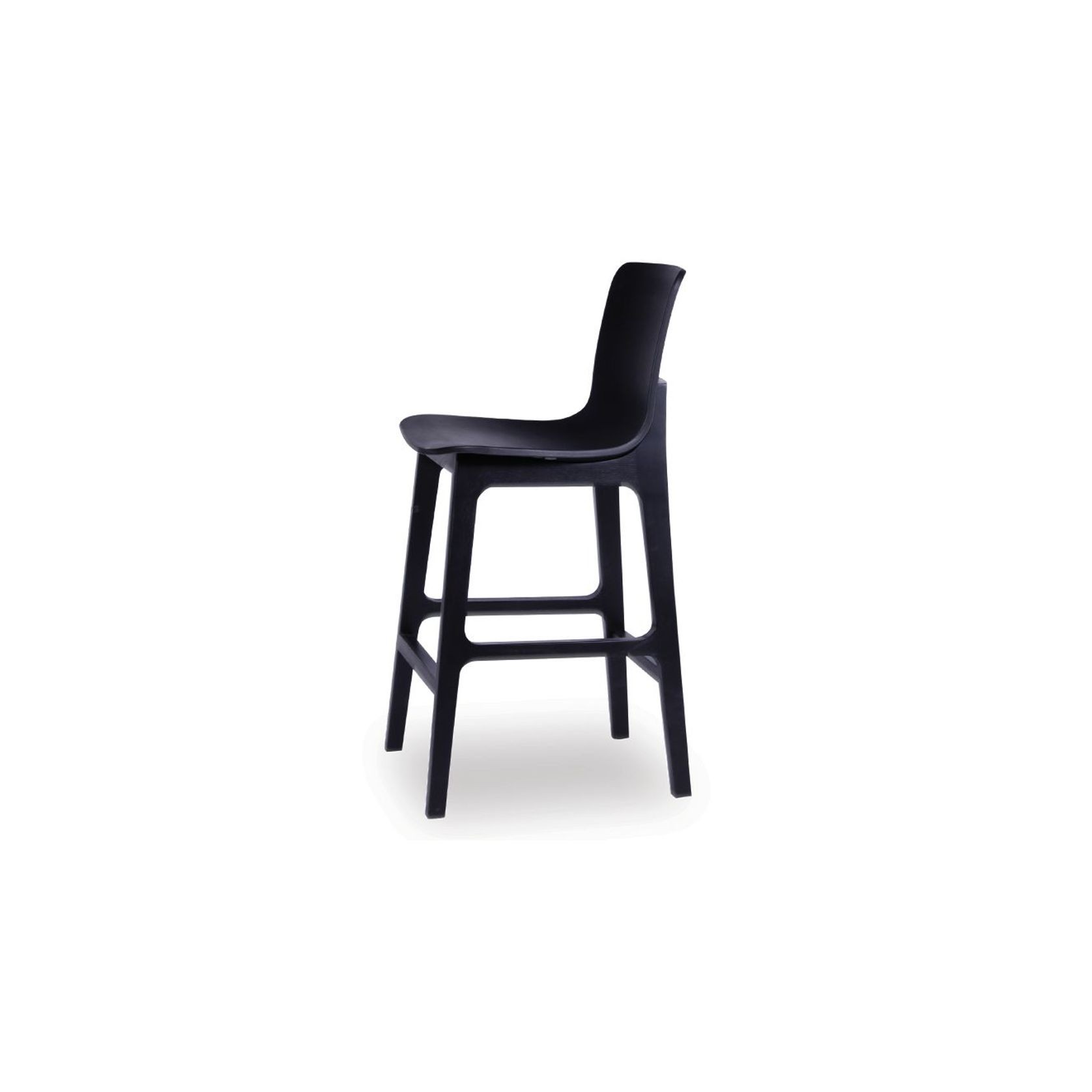 Ara Stool - Black - Black Shell - Kitchen Bench Seat Height 65cm - Black Seat - Black Ash legs gallery detail image