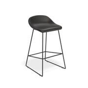 Pop Stool with Black Frame and Upholstered Vintage Black Seat gallery detail image