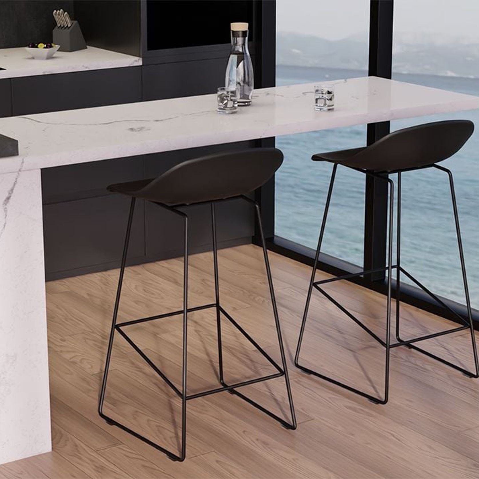 Pop Stool Black Frame and Black Shell Seat gallery detail image