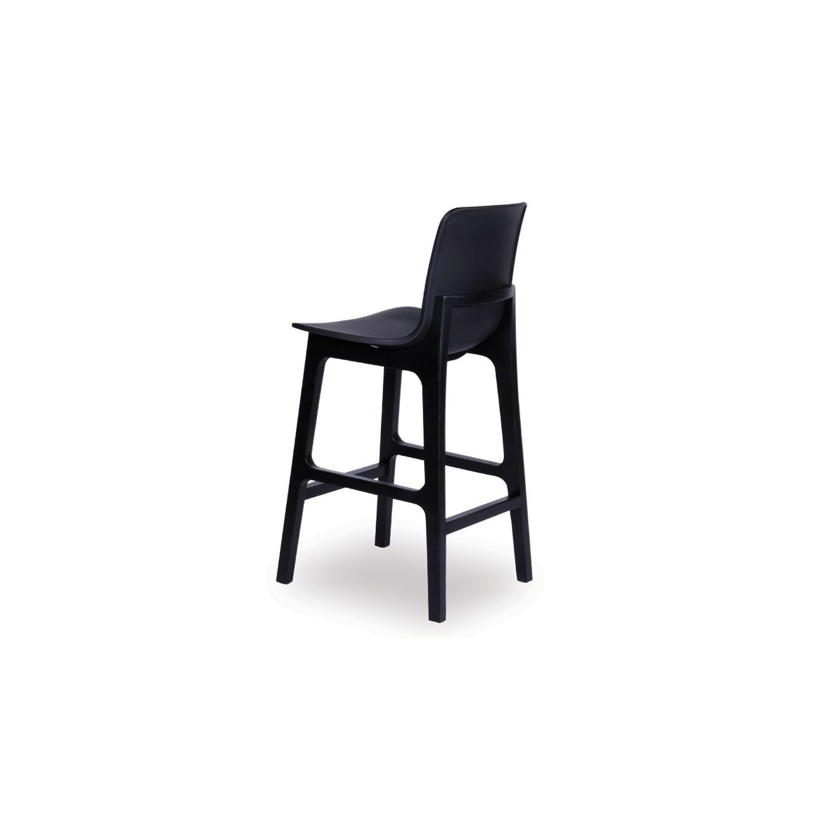 Ara Stool - Black - Black Shell - Bar Bench Seat Height 74cm - Black Seat - Black Ash legs gallery detail image