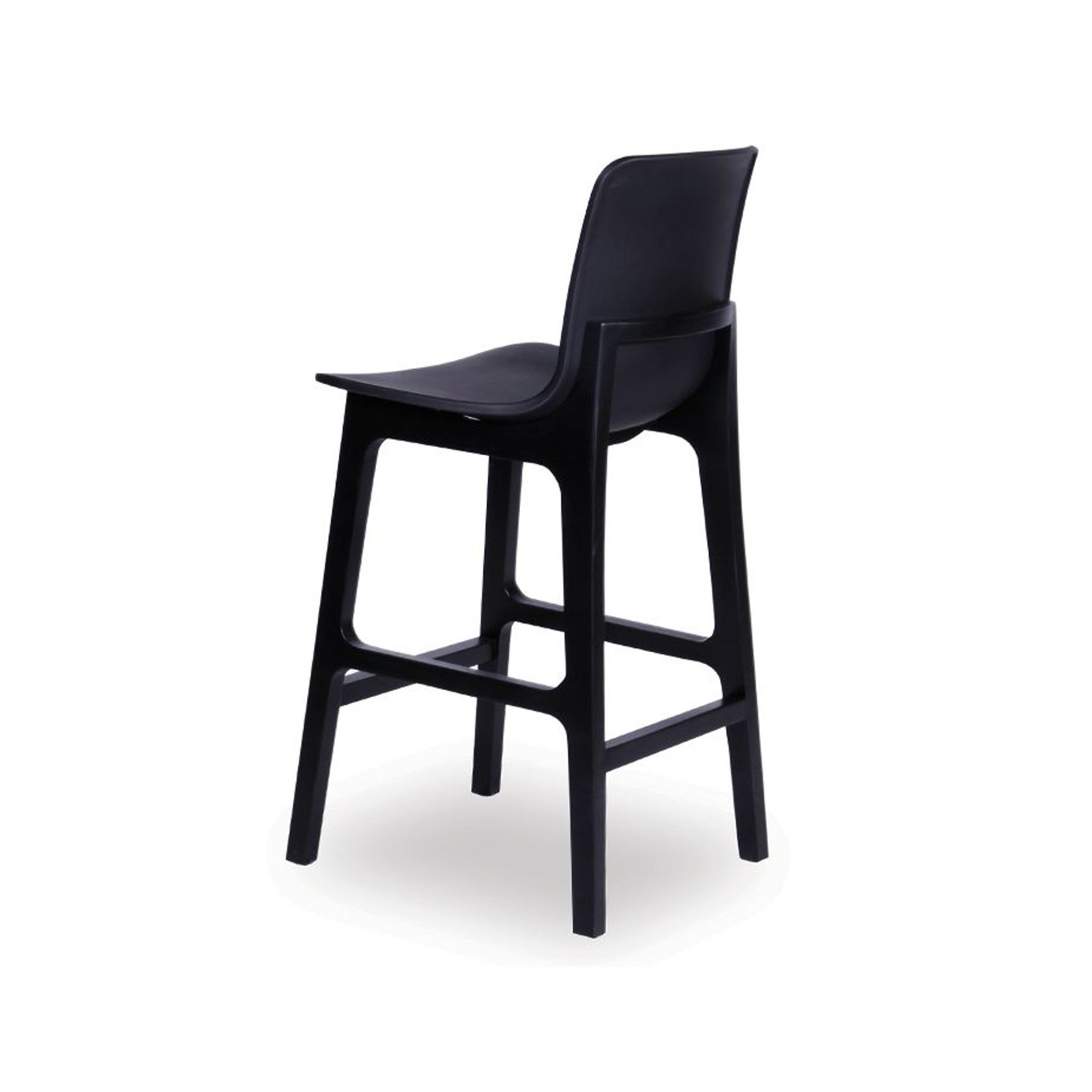 Ara Stool - Black - Black Shell - Bar Bench Seat Height 74cm - Black Seat - Black Ash legs gallery detail image