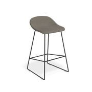 Pop Stool with Black Frame and Fabric Grey Seat gallery detail image