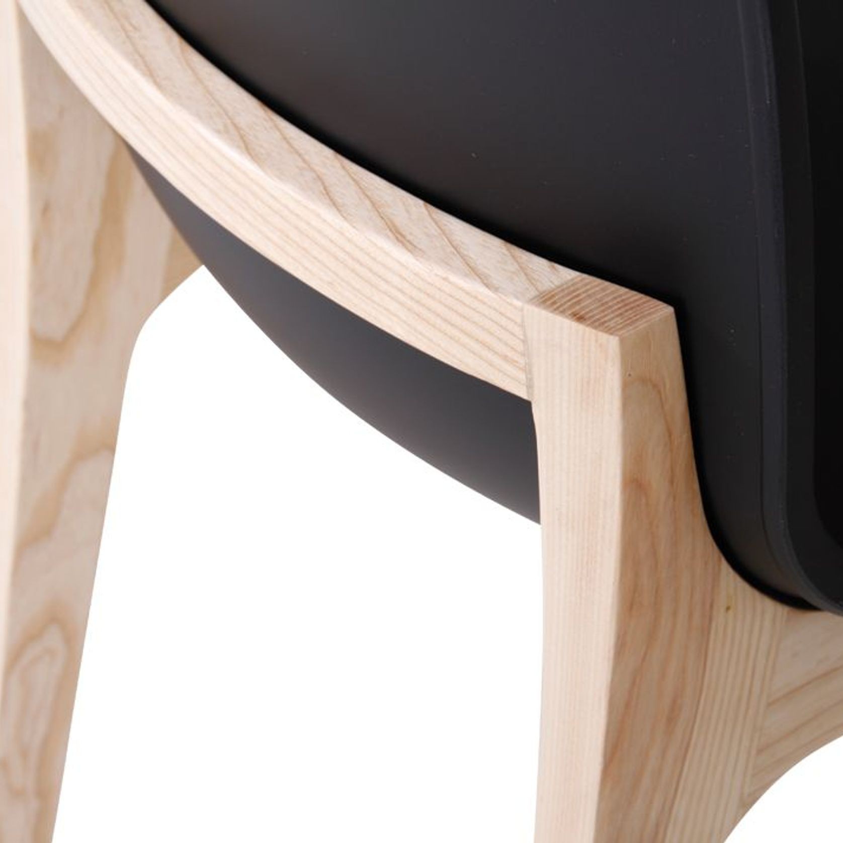Ara Stool - Natural - Black Shell - Kitchen Bench Seat Height 65cm  - Black Seat - Natural Ash legs gallery detail image