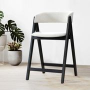 Gaudi Black Hardwood Counter Stool | Beige Fabric gallery detail image