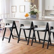 Gaudi Black Hardwood Counter Stool | Beige Fabric gallery detail image