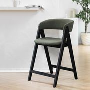 Gaudi Black Hardwood Counter Stool | Green Fabric gallery detail image