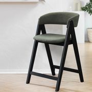 Gaudi Black Hardwood Counter Stool | Green Fabric gallery detail image