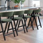 Gaudi Black Hardwood Counter Stool | Green Fabric gallery detail image