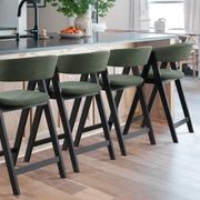 Gaudi Black Hardwood Counter Stool | Green Fabric gallery detail image