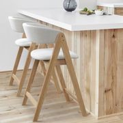Gaudi Hardwood Counter Stool | Natural | Beige Fabric gallery detail image