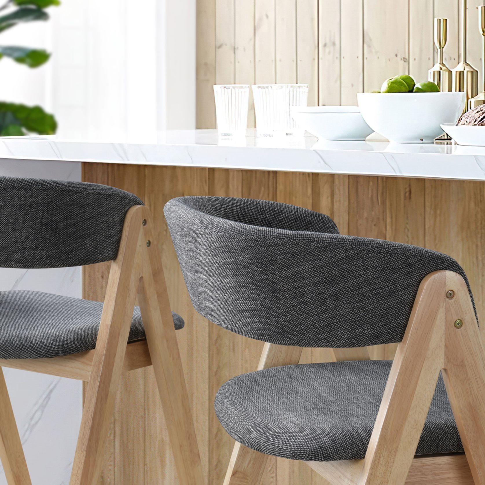 Gaudi Hardwood Counter Stool | Natural | Charcoal Fabri gallery detail image