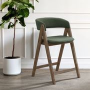 Gaudi Hardwood Counter Stool | Walnut | Green Fabric gallery detail image