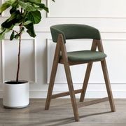 Gaudi Hardwood Counter Stool | Walnut | Green Fabric gallery detail image