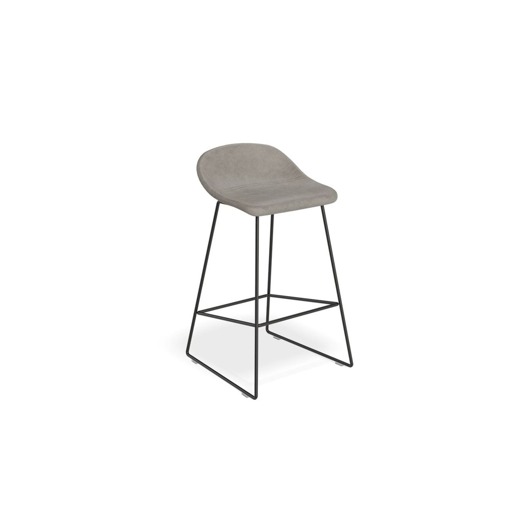 Pop Stool with Black Frame and Upholstered Vintage Grey Seat gallery detail image