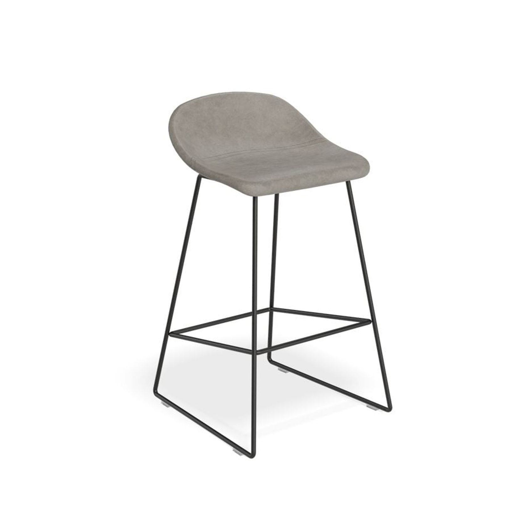 Pop Stool with Black Frame and Upholstered Vintage Grey Seat gallery detail image