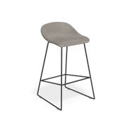 Pop Stool with Black Frame and Upholstered Vintage Grey Seat gallery detail image